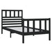Cadru de pat mic single, negru, 75x190 cm, lemn masiv - WALTI WALTI