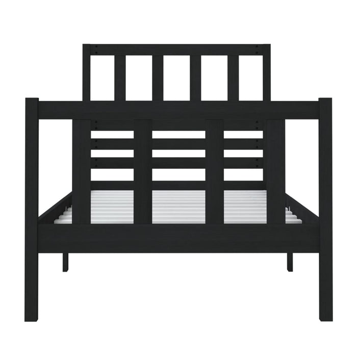 Cadru de pat mic single, negru, 75x190 cm, lemn masiv - WALTI WALTI