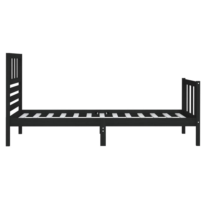 Cadru de pat mic single, negru, 75x190 cm, lemn masiv - WALTI WALTI