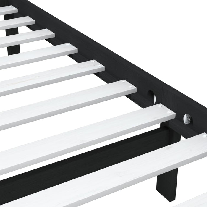 Cadru de pat mic single, negru, 75x190 cm, lemn masiv - WALTI WALTI