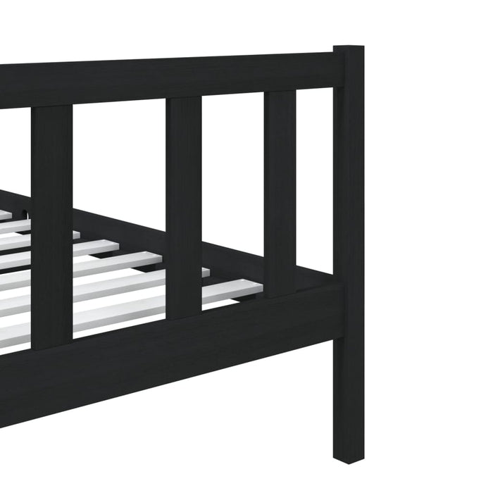 Cadru de pat mic single, negru, 75x190 cm, lemn masiv - WALTI WALTI