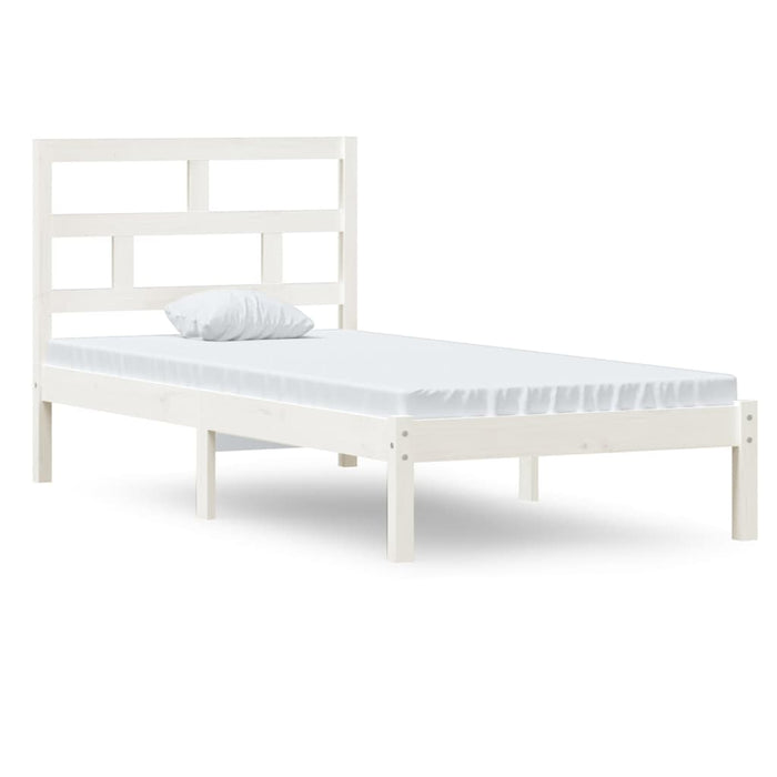 Cadru de pat single, alb, 90x190 cm, lemn masiv WALTI