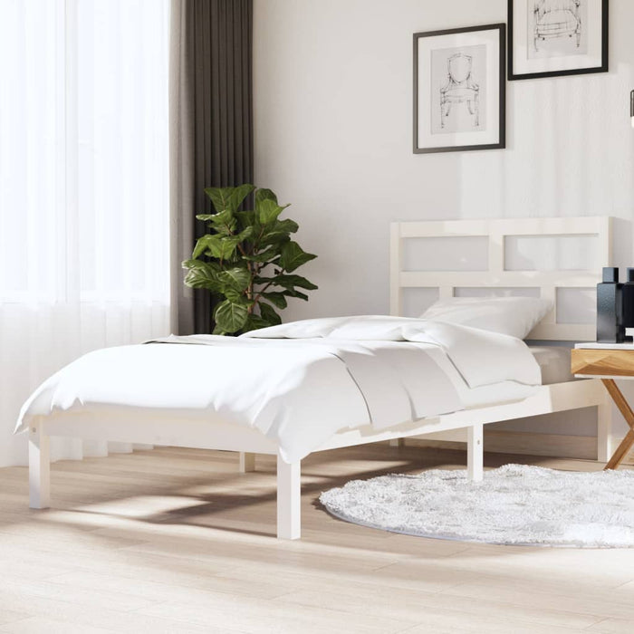 Cadru de pat single, alb, 90x190 cm, lemn masiv WALTI