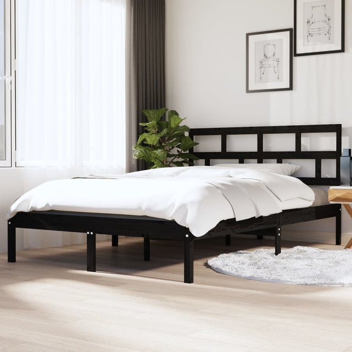 Cadru de pat, negru, 140x190 cm, lemn masiv de pin - WALTI WALTI