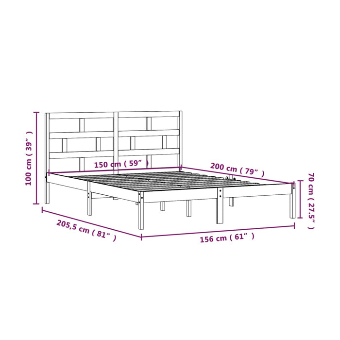 Cadru de pat King Size, alb, 150x200 cm, lemn masiv WALTI