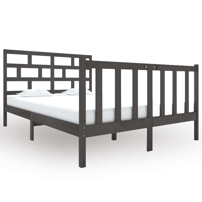 Cadru de pat mic dublu, gri, 120x190 cm, lemn masiv de pin WALTI