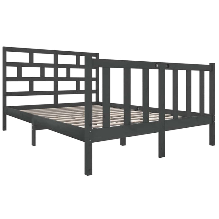 Cadru de pat mic dublu, gri, 120x190 cm, lemn masiv de pin WALTI