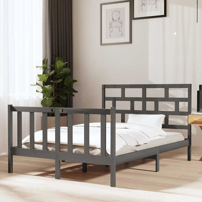 Cadru de pat mic dublu, gri, 120x190 cm, lemn masiv de pin WALTI