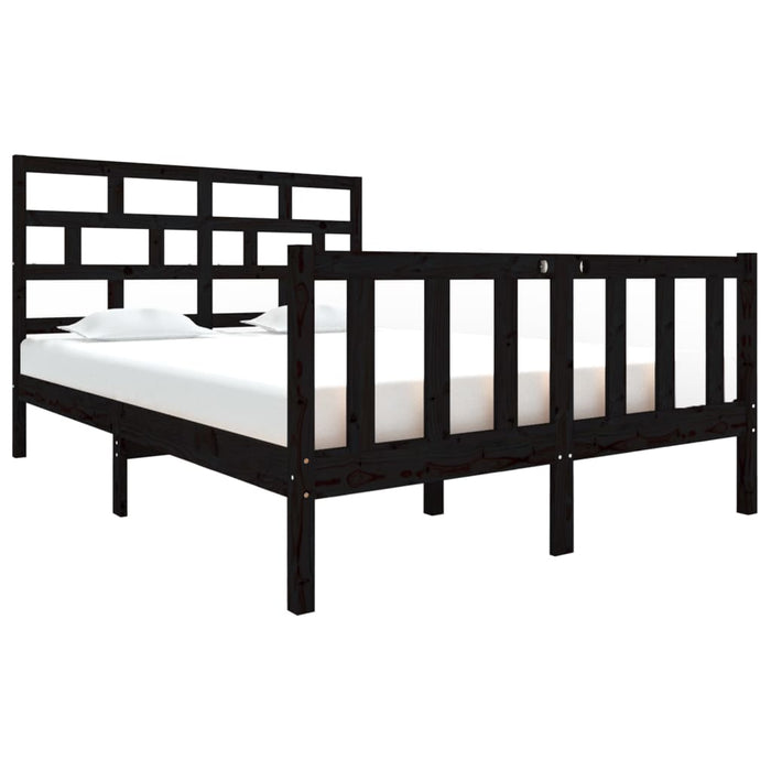 Cadru de pat dublu, negru, 135x190 cm, lemn masiv de pin - WALTI WALTI