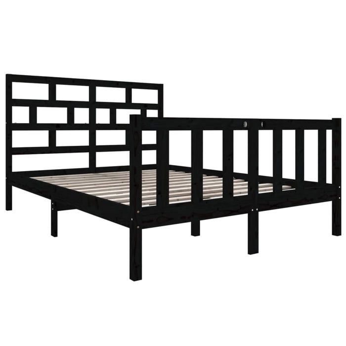 Cadru de pat dublu, negru, 135x190 cm, lemn masiv de pin - WALTI WALTI