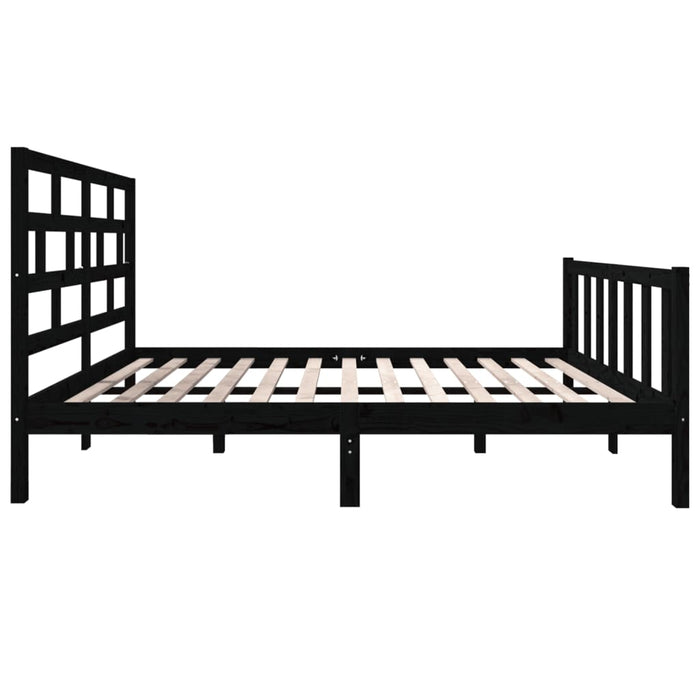 Cadru de pat dublu, negru, 135x190 cm, lemn masiv de pin - WALTI WALTI
