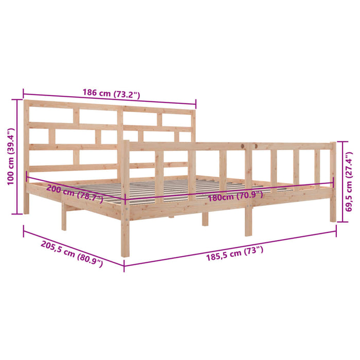 Cadru de pat Super King, 180x200 cm, lemn masiv de pin WALTI