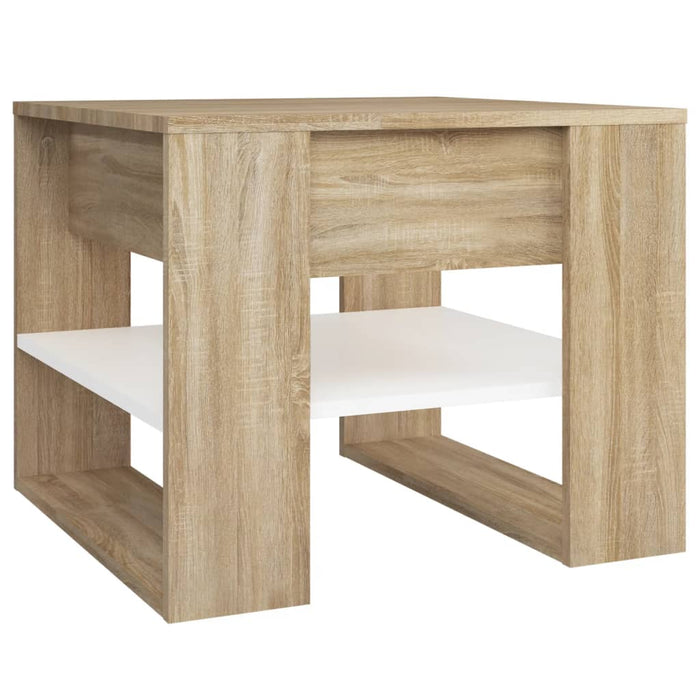 Măsuță de cafea alb&stejar sonoma 55,5x55x45cm lemn prelucrat - WALTI WALTI