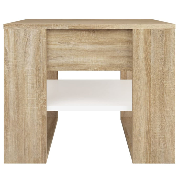 Măsuță de cafea alb&stejar sonoma 55,5x55x45cm lemn prelucrat - WALTI WALTI