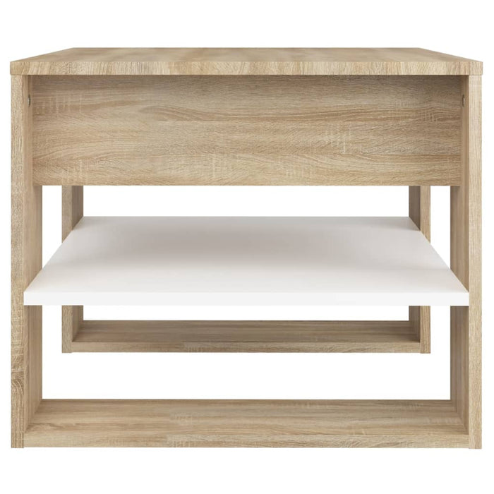 Măsuță de cafea alb&stejar sonoma 55,5x55x45cm lemn prelucrat - WALTI WALTI