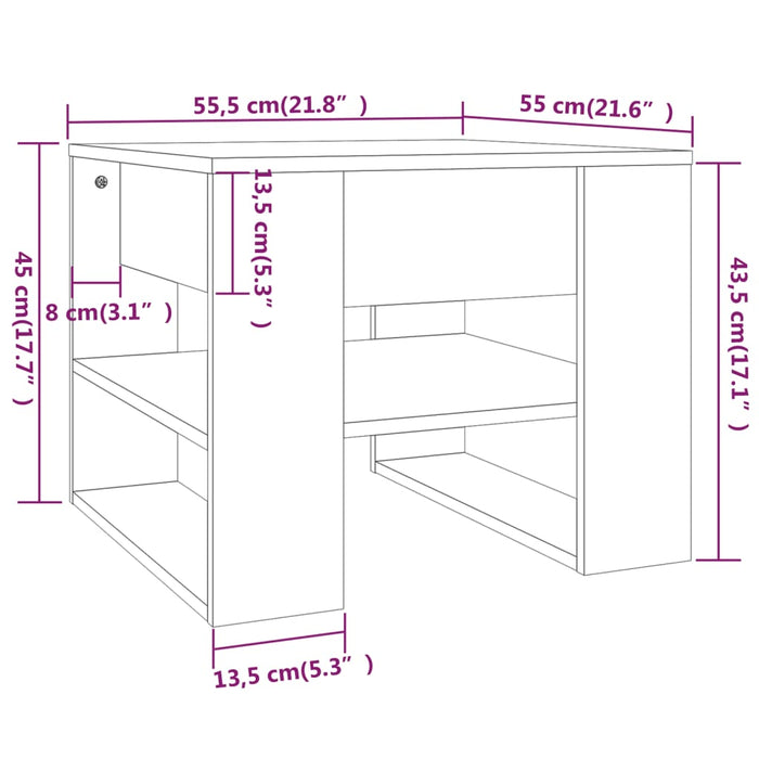 Măsuță de cafea alb&stejar sonoma 55,5x55x45cm lemn prelucrat - WALTI WALTI