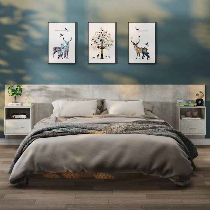 Noptiere de perete, 2 buc., gri beton - WALTI WALTI