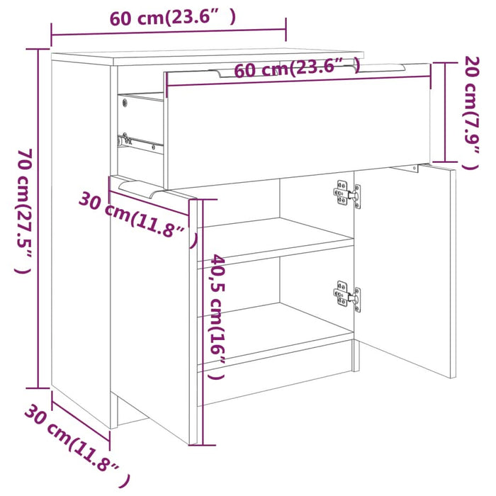 Dulap, alb, 60x30x70 cm, lemn prelucrat - WALTI WALTI