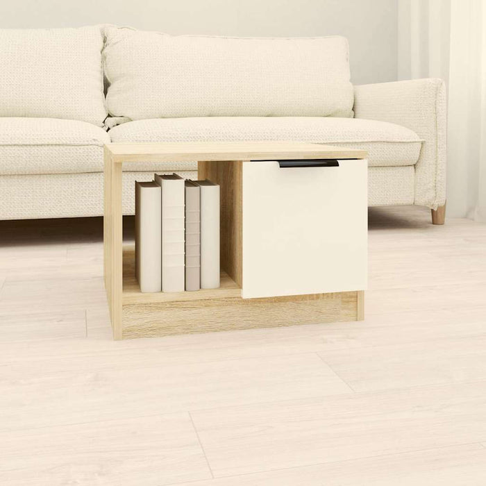 Măsuță de cafea alb și stejar sonoma 50x50x36 cm lemn prelucrat WALTI