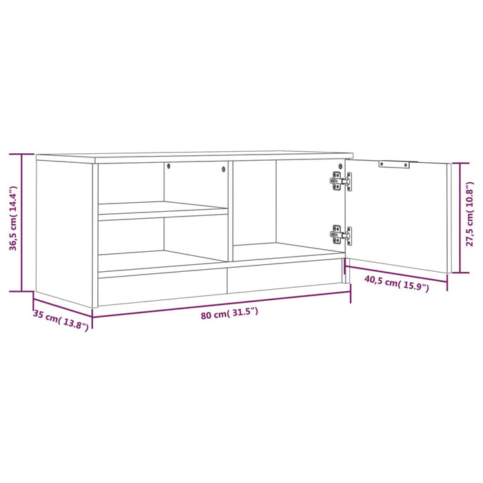 Comodă TV, 2 buc., alb, 80x35x36,5 cm, lemn prelucrat - WALTI WALTI