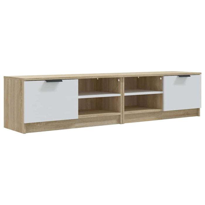 Comodă TV,2 buc.,alb&stejar Sonoma,80x35x36,5 cm,lemn prelucrat WALTI
