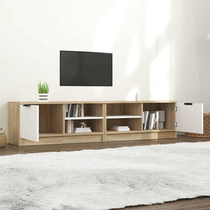 Comodă TV,2 buc.,alb&stejar Sonoma,80x35x36,5 cm,lemn prelucrat WALTI