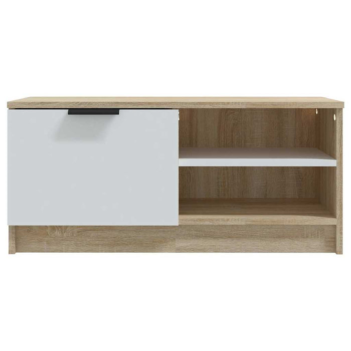 Comodă TV,2 buc.,alb&stejar Sonoma,80x35x36,5 cm,lemn prelucrat WALTI