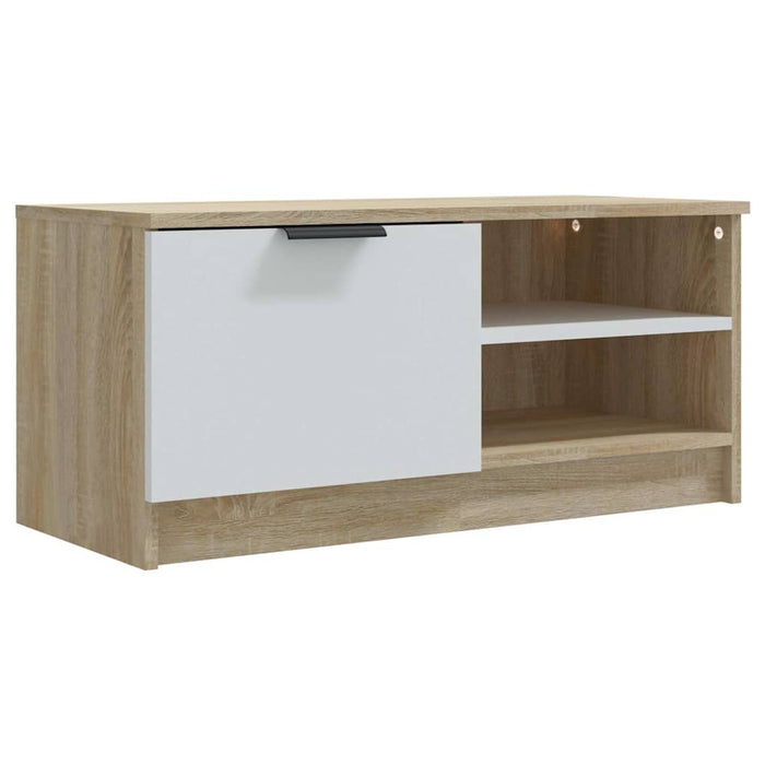 Comodă TV,2 buc.,alb&stejar Sonoma,80x35x36,5 cm,lemn prelucrat WALTI
