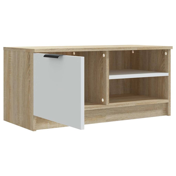 Comodă TV,2 buc.,alb&stejar Sonoma,80x35x36,5 cm,lemn prelucrat WALTI