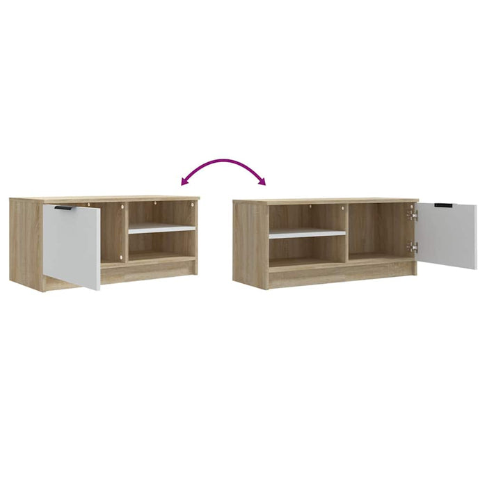 Comodă TV,2 buc.,alb&stejar Sonoma,80x35x36,5 cm,lemn prelucrat WALTI