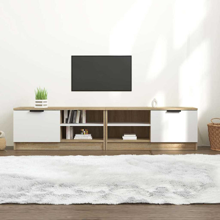 Comodă TV,2 buc.,alb&stejar Sonoma,80x35x36,5 cm,lemn prelucrat WALTI