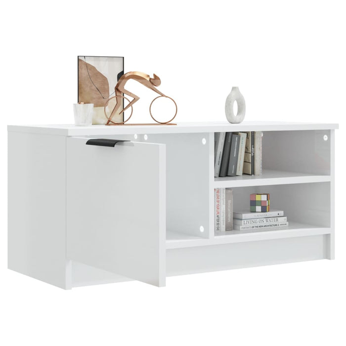 Comodă TV, alb extralucios, 80x35x36,5 cm, lemn prelucrat - WALTI WALTI