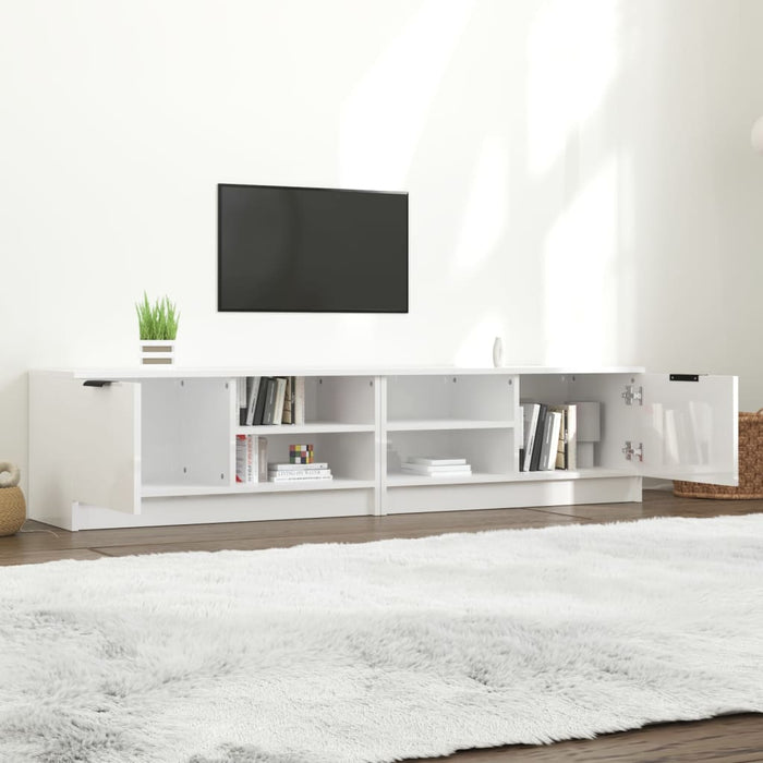 Comodă TV,2 buc., alb extralucios,80x35x36,5 cm, lemn prelucrat - WALTI WALTI