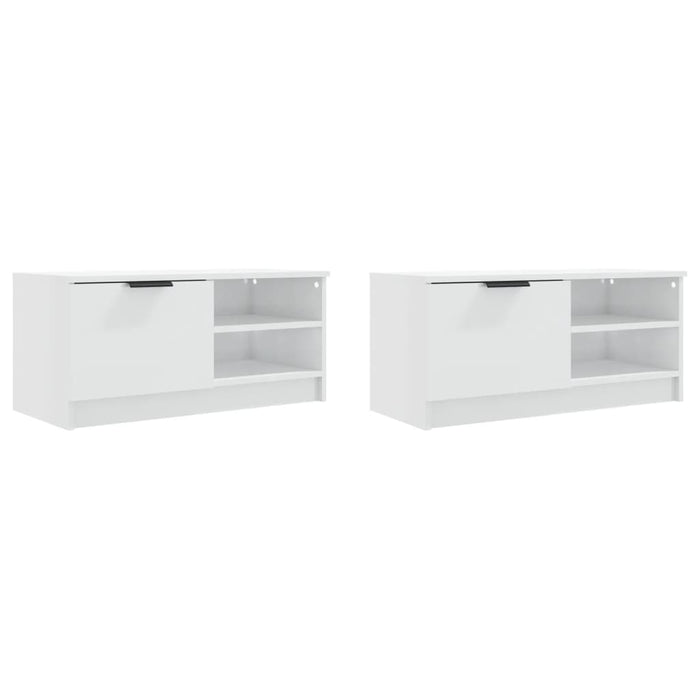 Comodă TV,2 buc., alb extralucios,80x35x36,5 cm, lemn prelucrat - WALTI WALTI