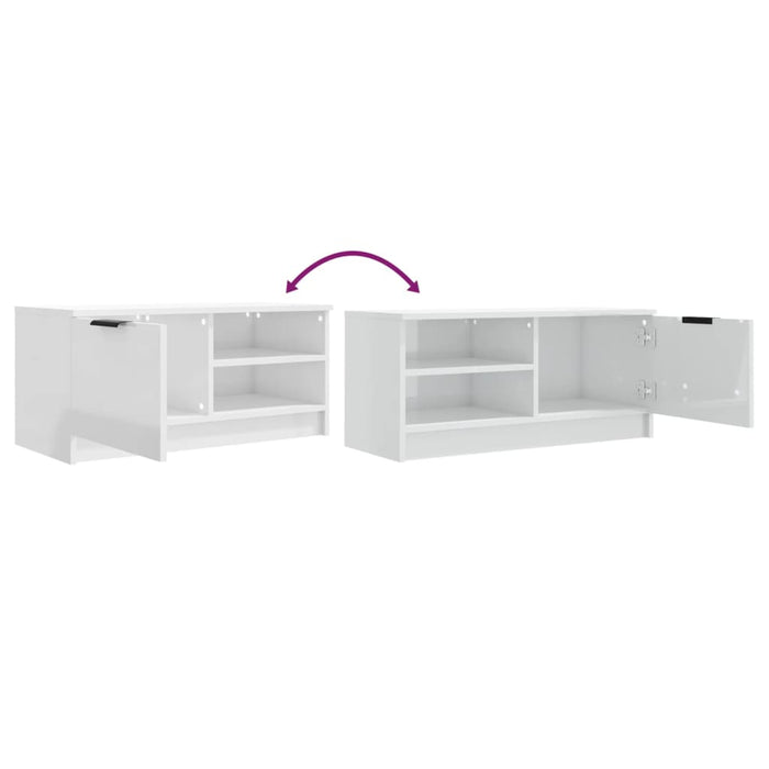Comodă TV,2 buc., alb extralucios,80x35x36,5 cm, lemn prelucrat - WALTI WALTI
