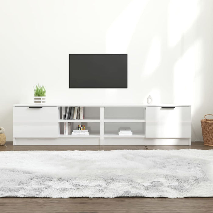 Comodă TV,2 buc., alb extralucios,80x35x36,5 cm, lemn prelucrat - WALTI WALTI