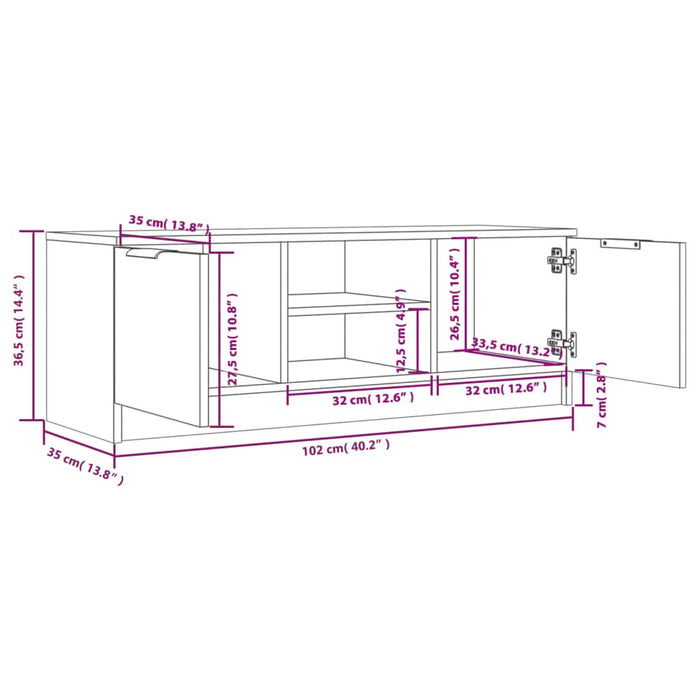 Comodă TV, gri beton, 102x35x36,5 cm, lemn prelucrat - WALTI WALTI