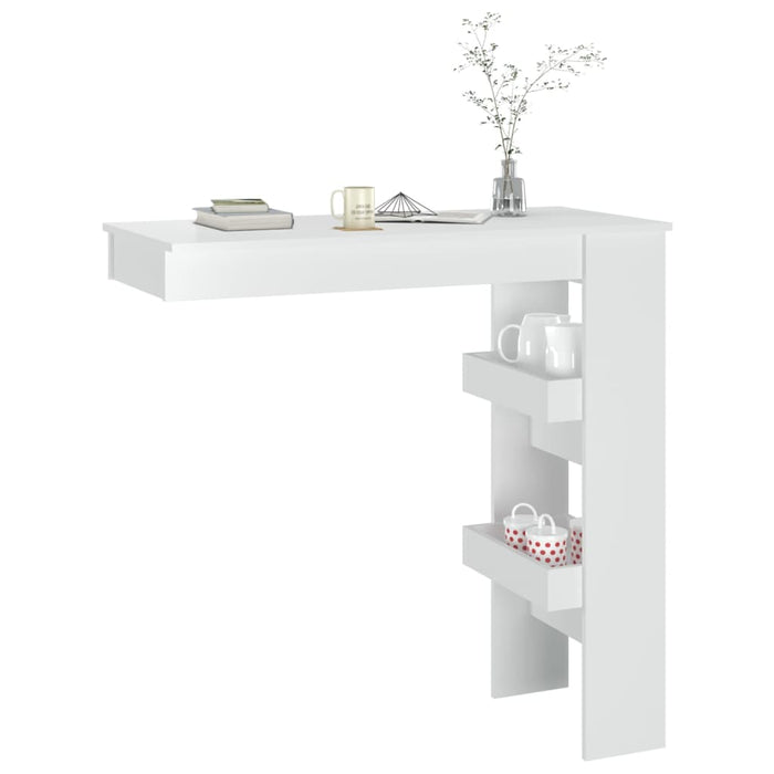 Masă bar de perete alb extralucios 102x45x103,5cm lemn compozit WALTI