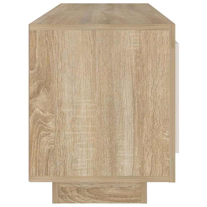 Comodă TV, alb și stejar sonoma, 102x35x45 cm, lemn prelucrat WALTI
