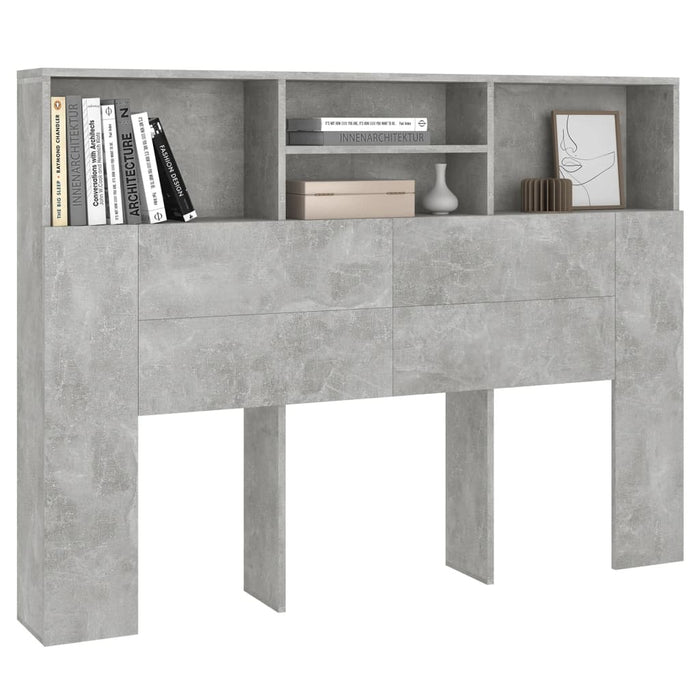 Tăblie de pat cu dulap, gri beton, 140x19x103,5 cm - WALTI WALTI