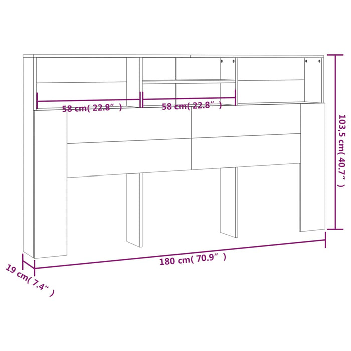 Tăblie de pat cu dulap, gri beton, 180x19x103,5 cm - WALTI WALTI