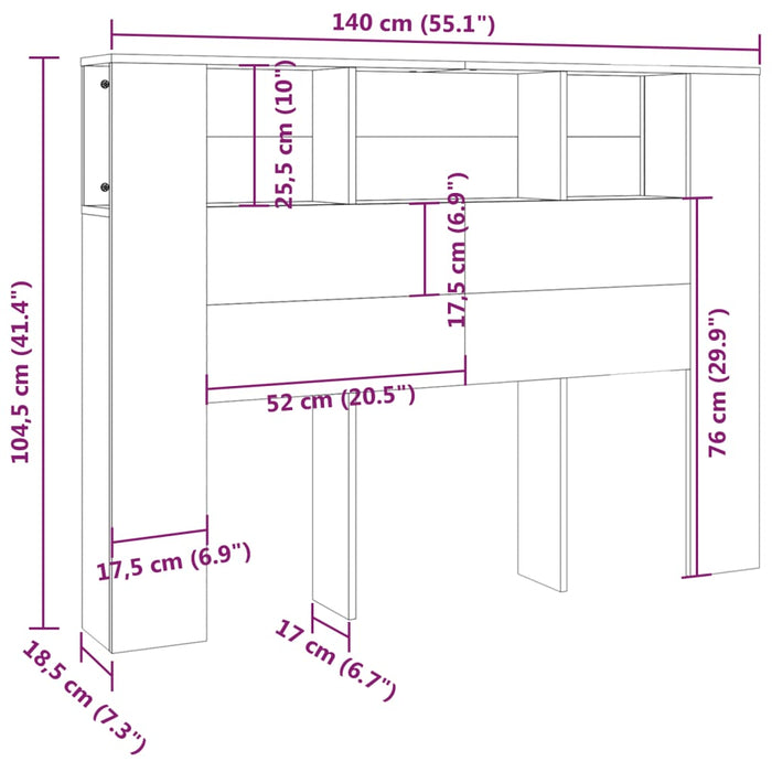 Tăblie de pat cu dulap, alb, 140x18,5x104,5 cm - WALTI WALTI