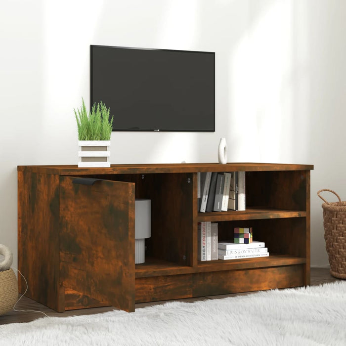 Comodă TV, stejar fumuriu, 80x35x36,5 cm, lemn prelucrat - WALTI WALTI