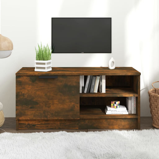 Comodă TV, stejar fumuriu, 80x35x36,5 cm, lemn prelucrat - WALTI WALTI
