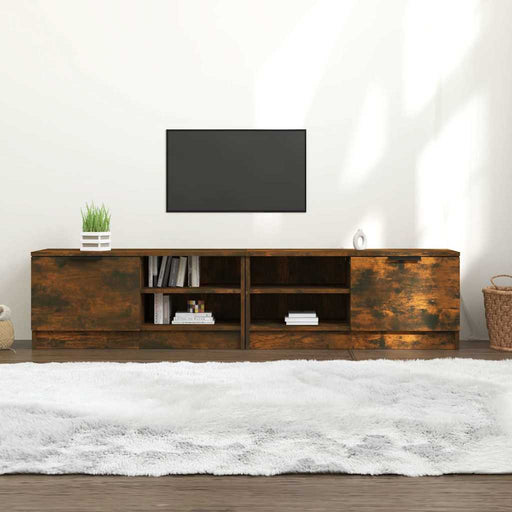 Comodă TV, 2 buc.,stejar fumuriu, 80x35x36,5 cm, lemn prelucrat - WALTI WALTI