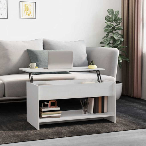 Măsuță de cafea, alb extralucios, 102x50x52,5cm, lemn prelucrat - WALTI WALTI
