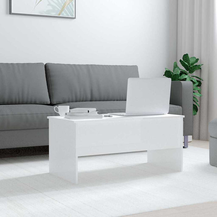Măsuță de cafea alb extralucios 102x50,5x46,5 cm lemn prelucrat WALTI