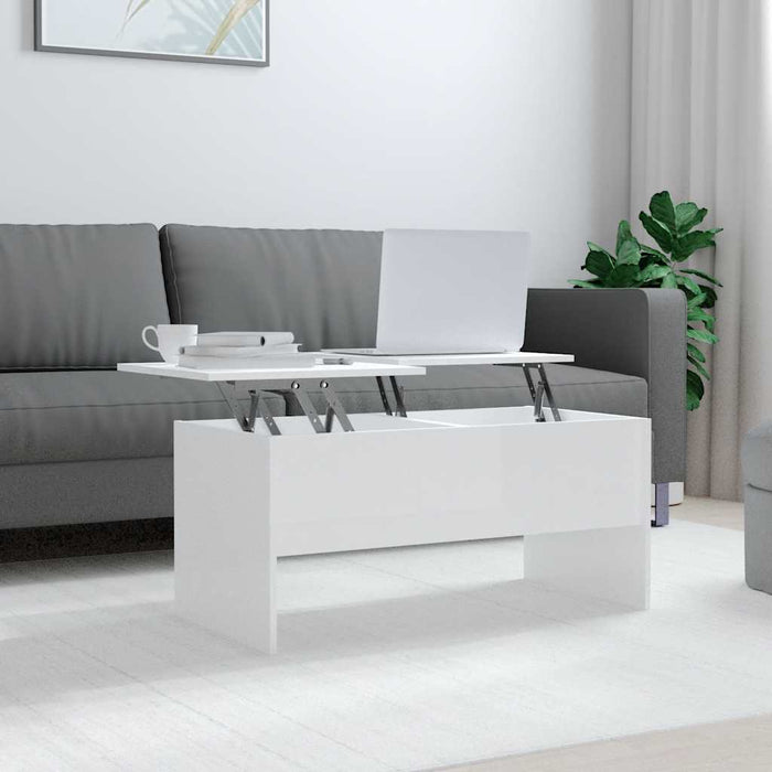 Măsuță de cafea alb extralucios 102x50,5x46,5 cm lemn prelucrat WALTI