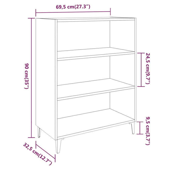 Măsuță de cafea, gri beton, 69,5x32,5x90 cm, lemn prelucrat - WALTI WALTI