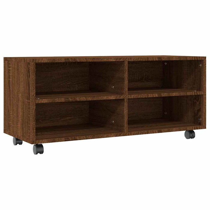 Comodă TV cu roți, stejar maro, 90x35x35 cm, lemn prelucrat WALTI